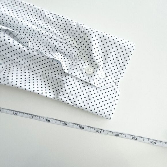 Tommy Hilfiger Mens Dress Shirt Long Sleeve Button Down Polka White Black XL - Picture 7 of 8